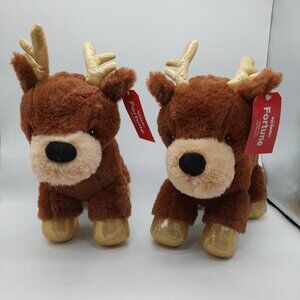 PetSmart Plush Dog Toy Fortune the Deer Squeaker 12" Stuffed Animal NWT Set Of 2